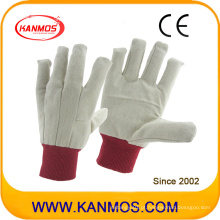 Double Palmed Red Cuff Drill Algodão Industrial Hand Safety Work Gloves (410012)